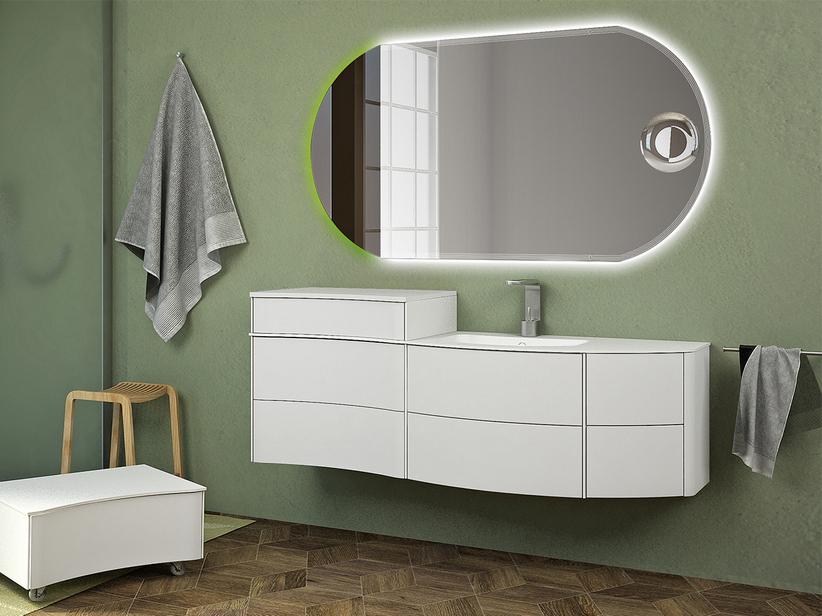 Badmöbel Olas 152cm Rechts Unterbau Waschbecken Weiß matt Schmuckschatulle | IperCeramica