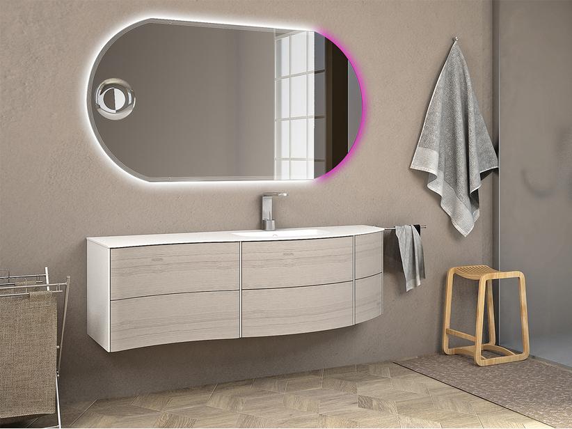 Badmöbel Olas 152cm Rechts Unterbau und Waschbecken Eiche gebleicht | IperCeramica