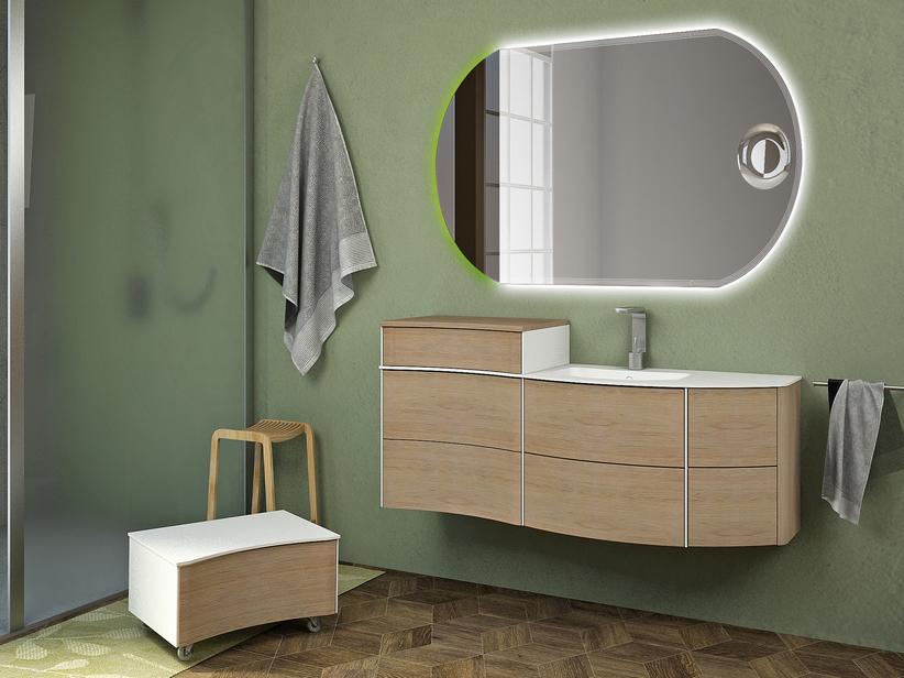 Badmöbel Olas 152cm Rechts Unterbau Waschbecken Eiche Tabak Schmuckschatulle | IperCeramica