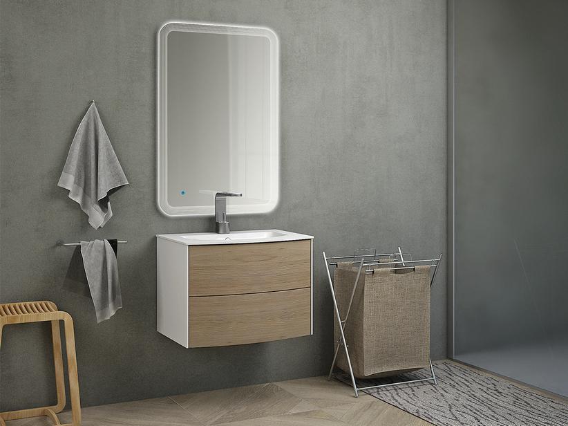 Badmöbel Olas 62cm Unterbau und integriertes Waschbecken Eiche Tabak | IperCeramica