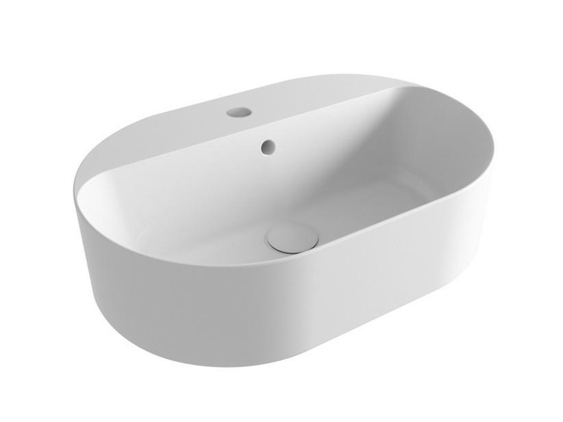 Aufsatzwaschbecken Open Ovale 60x40 cm Einloch Weiß glänzend | IperCeramica