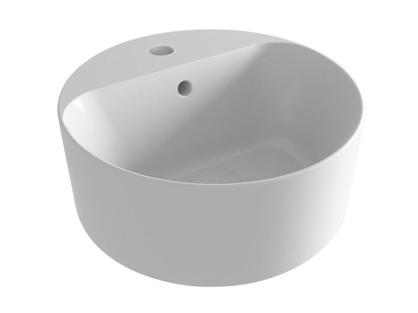 Aufsatzwaschbecken Open Tondo Ø40 cm Einloch Weiß glänzend | IperCeramica