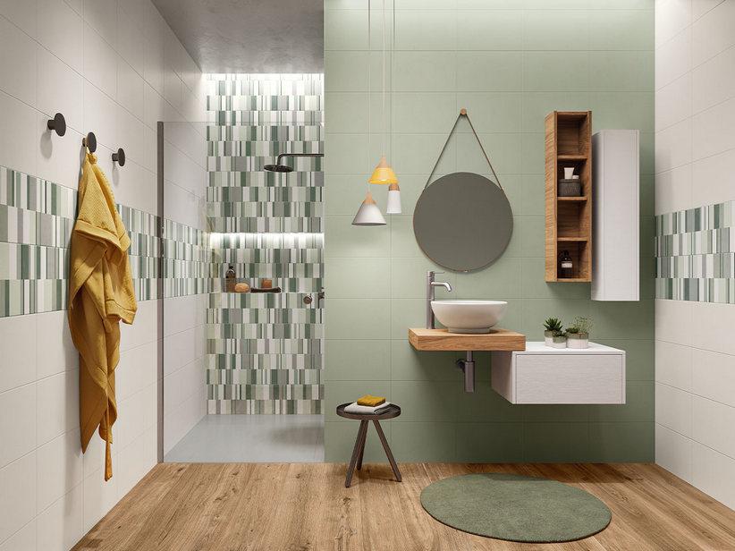 Wandfliese Paint Block Sage 25X40 Geometrisches Dekor Grün | IperCeramica
