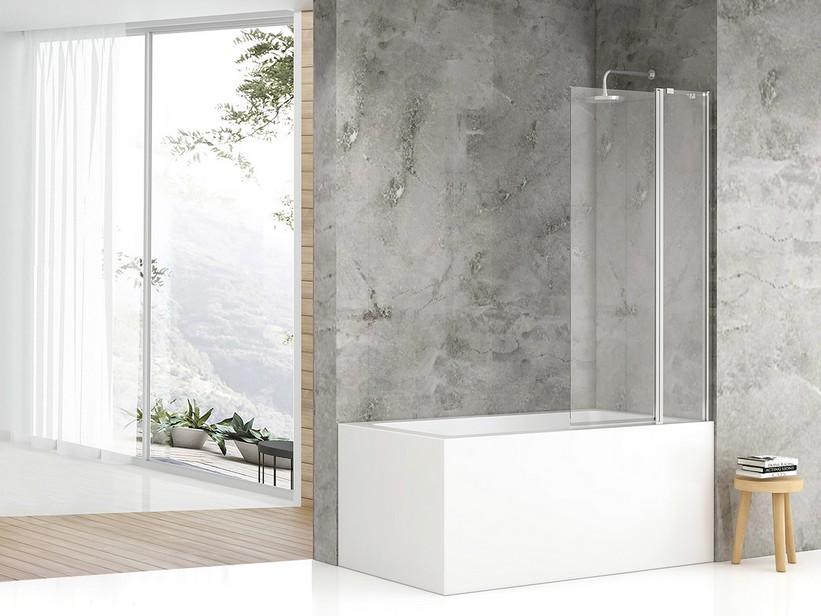 BADEWANNENFALTWAND MULAN 120X140 cm GLASSTÄRKE 6 mm TRANSPARENT PROFIL CHROM | IperCeramica