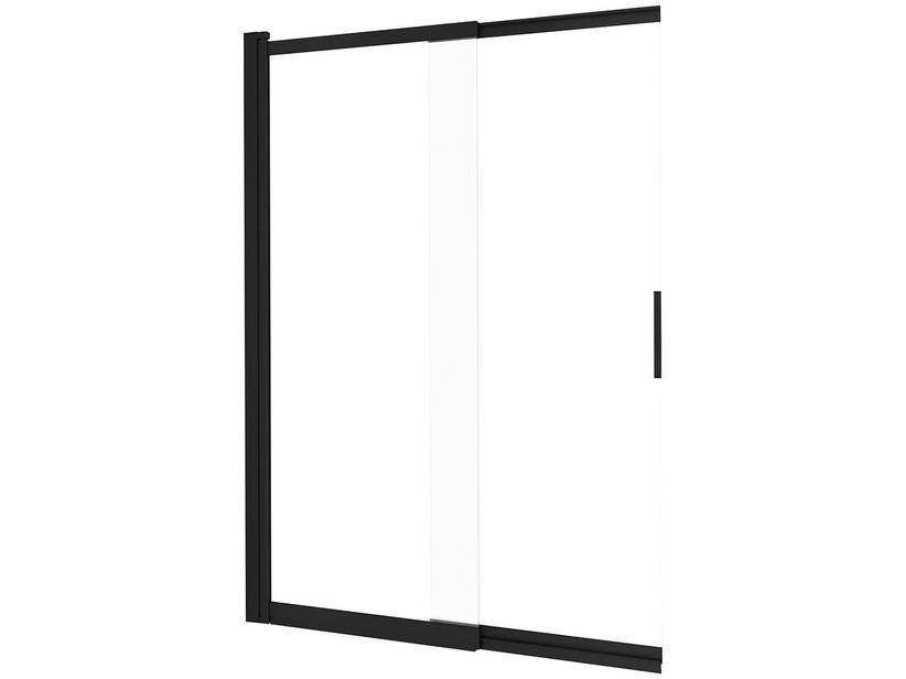 Badewannenwand Prizma mit Schiebetür cm 100 H140 Erw. 58,7-98,1 Glasstärke 6 mm Transparent Profile Schwarz matt | IperCeramica