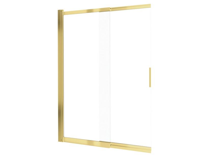 Badewannenwand Prizma mit Schiebetür cm 100 Erw. 58,7-98,1 Glasstärke 6 mm Transparent Profile Gold glänzend | IperCeramica