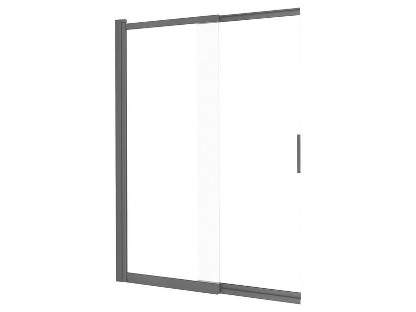Badewannenwand Prizma mit Schiebetür cm 100 H140 Erw. 58,7-98,1 Glasstärke 6 mm Transparent Profile aus Titan | IperCeramica
