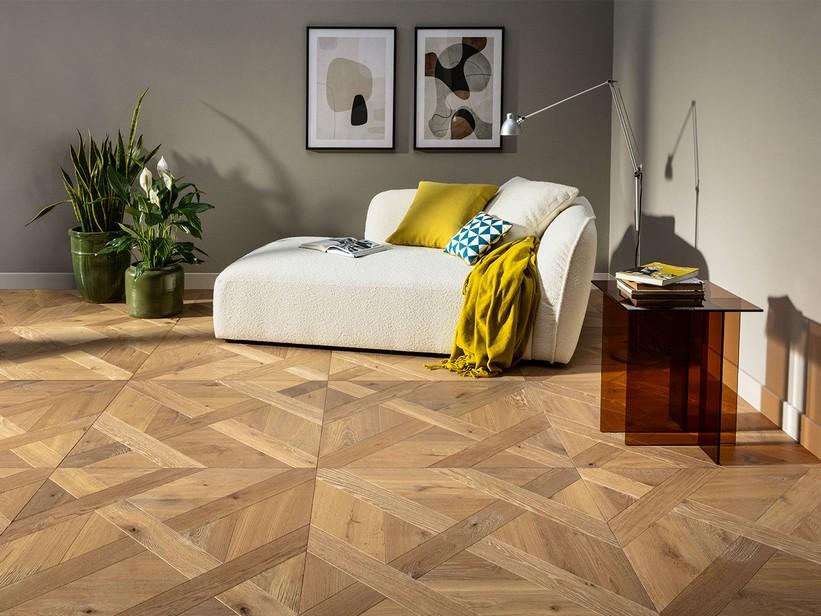 Parkett mit Kassettenmuster Eiche Natur gebürstet - Park Avenue Sable | IperCeramica