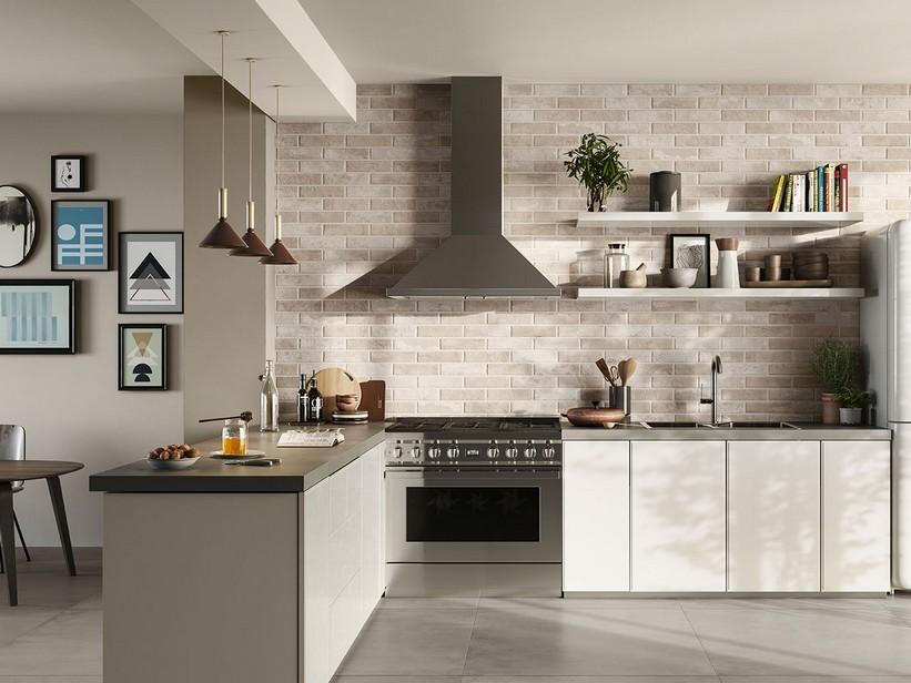 Wandfliese Brixton Beige 6X25 Feinsteinzeug mit Ziegeloptik Beige | IperCeramica