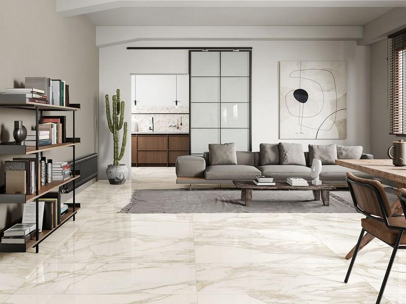 Fliese Calacatta Gold Marbles 60X120 Feinsteinzeug Marmoroptik Glänzend Poliert Weiss | IperCeramica