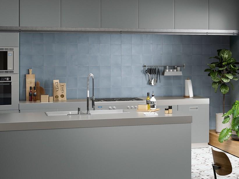 Fliese Interni Avio 20X20 Feinsteinzeug Zementoptik Hellblau | IperCeramica