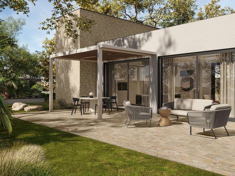 Fliese Outback Gold 20,5X41,5 Feinsteinzeug für Aussen Steinoptik Beige | IperCeramica
