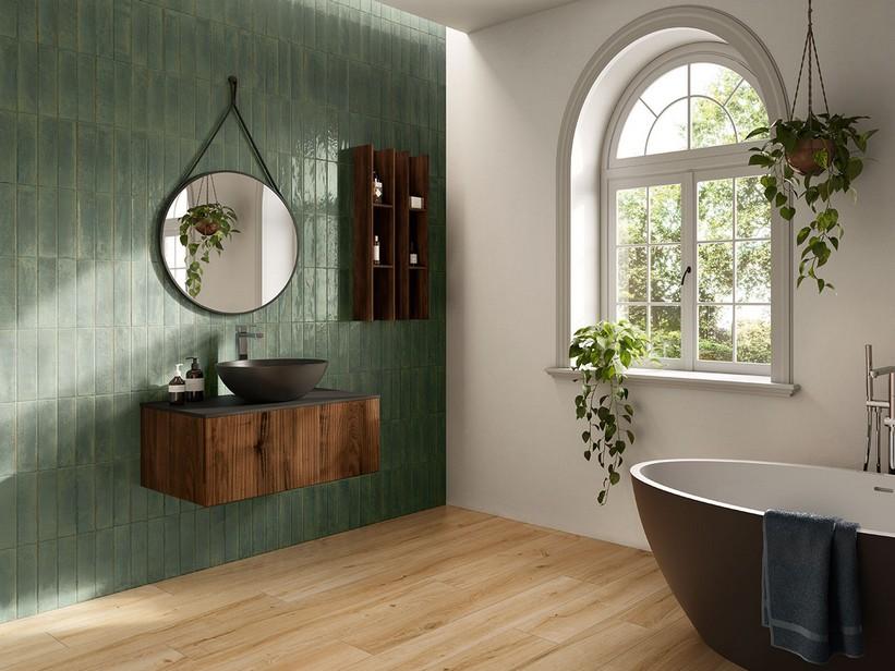 Fliese Raku 6x25 Feinsteinzeug grün glänzend | IperCeramica
