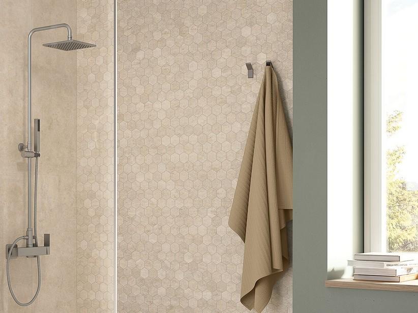 Mosaik Pietra di Leuca Esagona 29x27 Sechseckig Feinsteinzeug mit Lecce- Steinoptik | IperCeramica