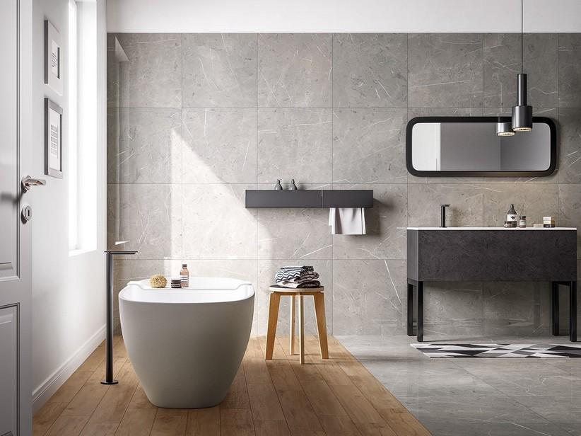 Fliese Luxor Grey 60X60 Feinsteinzeug Marmoroptik Glänzend Poliert Grau | IperCeramica