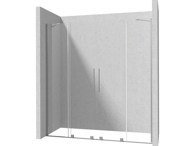 Duschkabine Prizma mit 2 Schiebetüren 200 cm H195 cm Erw 98/100-98/100 6 mm Glas transp. Profile in gebürsteter Edelstahloptik | IperCeramica