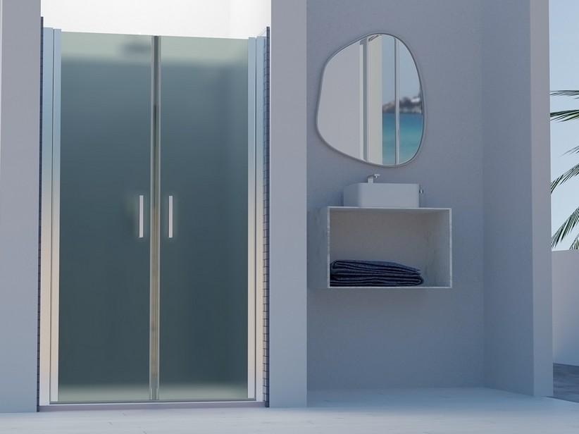 Saloon-Duschtür Xeno 90xH200 Erw 86/90 cm, satiniertes Kristallglas, Profile Chrom | IperCeramica