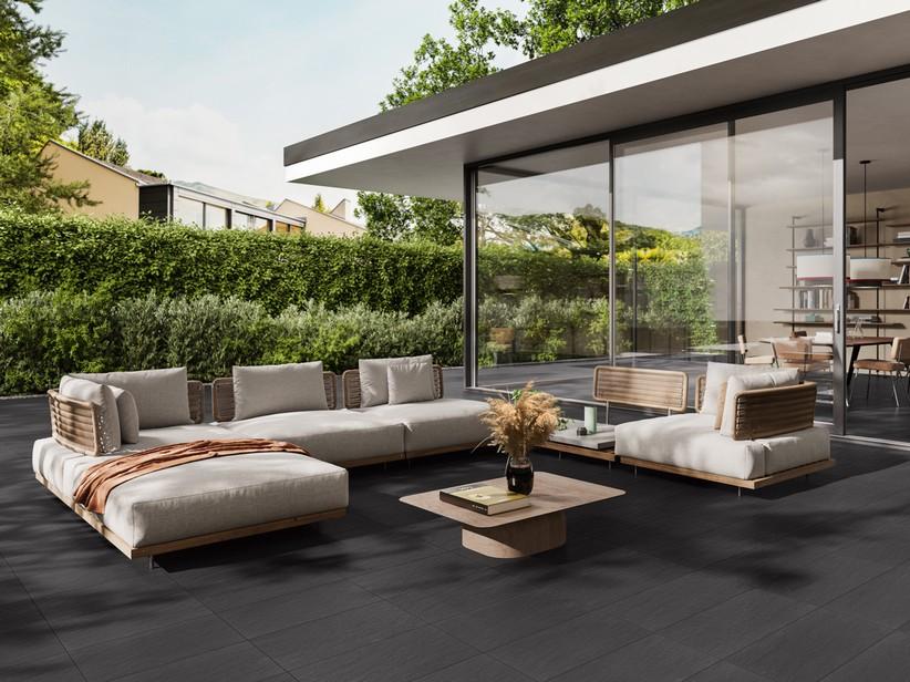 Fliese Project Black 30x60 Feinsteinzeug durchgefärbt für Aussenbereich Steinoptik Schwarz | IperCeramica