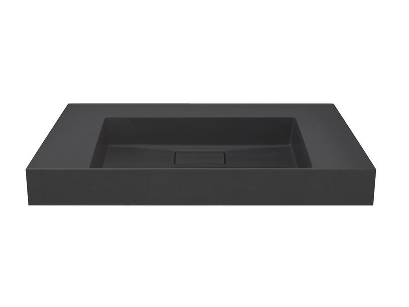 Waschbecken Unitop Eckig 100x48 cm Becken in der Mitte Gussmarmor Anthrazit Matt | IperCeramica