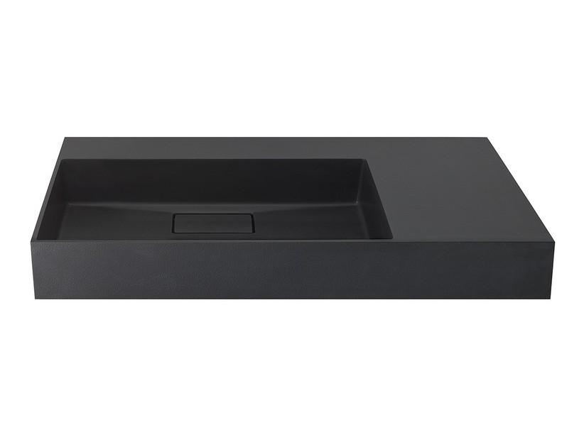 Waschbecken Unitop Eckig 100x48 cm Becken links Gussmarmor mit gehämmerter Steinoptik Anthrazit | IperCeramica