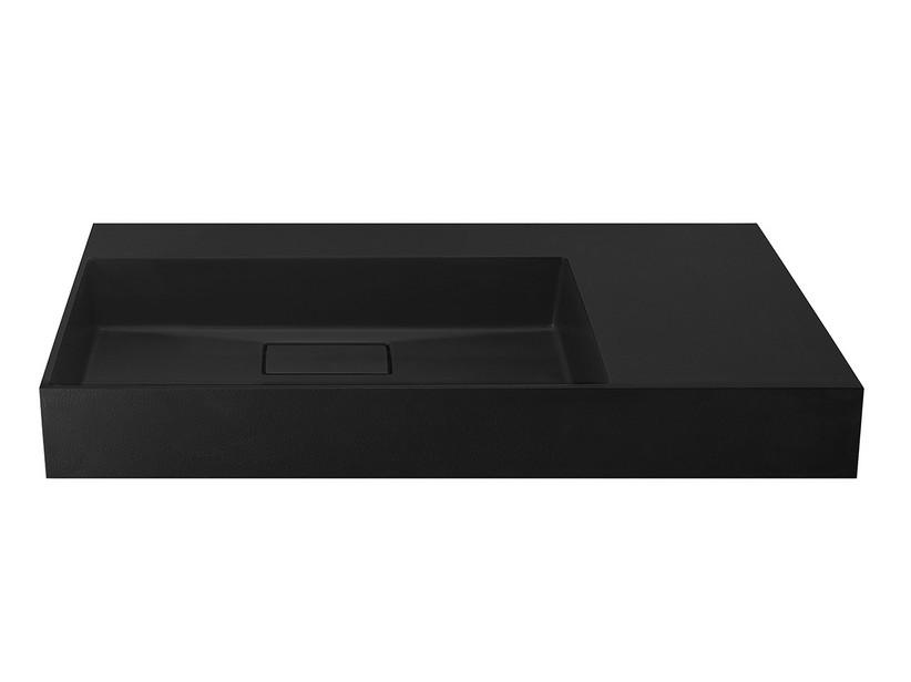 Waschbecken Unitop Eckig 100x48 cm Becken links Gussmarmor mit gehämmerter Steinoptik Schwarz | IperCeramica