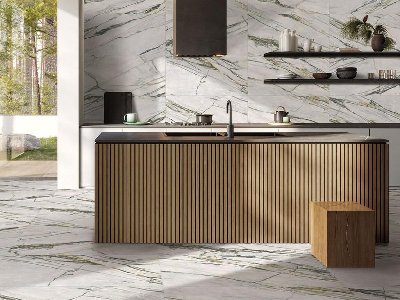 Fliese Raja White Marbles Zweite Wahl 60x120 Feinsteinzeug Marmoroptik Weiss 3D | IperCeramica