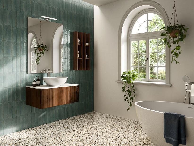 Fliese Raku Zweite Wahl 6x25 Feinsteinzeug grün glänzend | IperCeramica