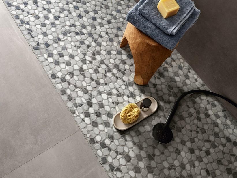 Mosaik aus Marmor Riviera Black 30,5X30,5 Grau-Weiss | IperCeramica