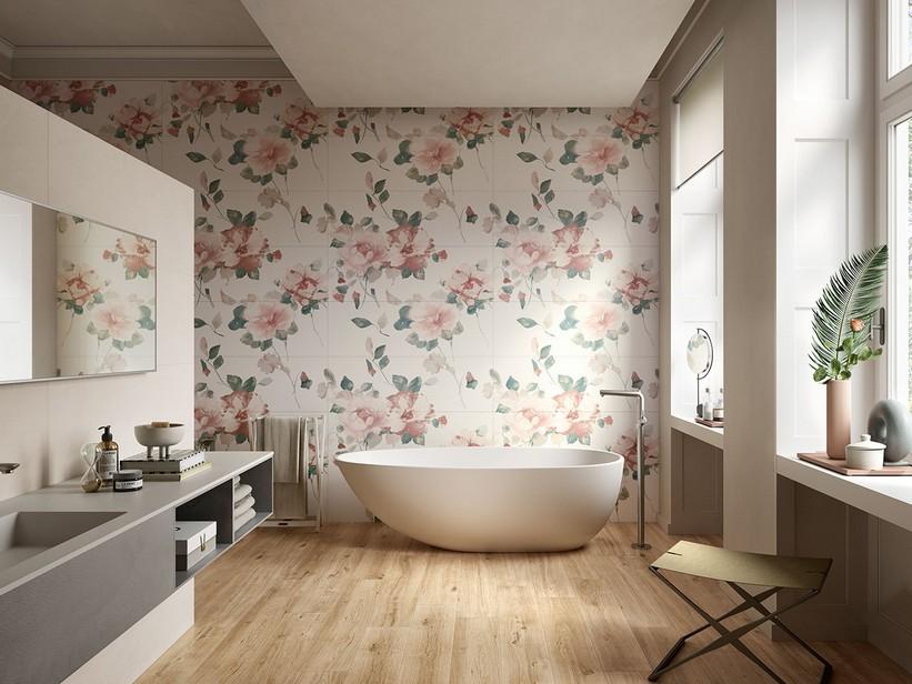 Dekor Rooms Flowers Blumenkombination aus 3 Fliesen 40X120 | IperCeramica
