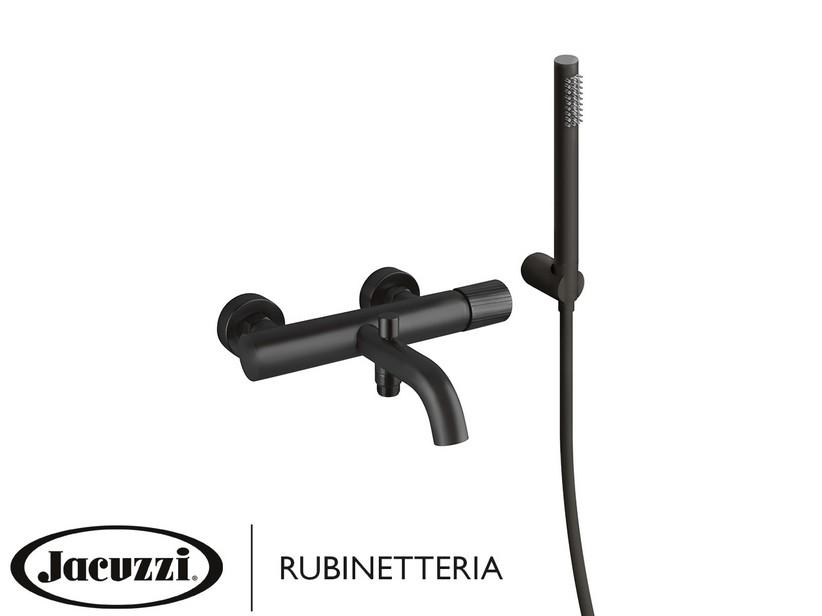 Wandmischer für Badewanne Jacuzzi® Giulia mit Ablaufgarnitur aus Edelstahl Mattschwarz | IperCeramica