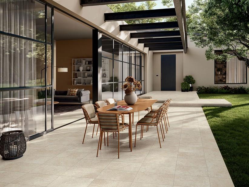 Fliese Sakkara White 30x60 Feinsteinzeug Außenbereich Kalksteinoptik Elfenbein | IperCeramica
