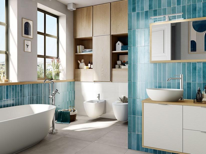 Wandverkleidung Shine Block Turquoise 25x60 Ziegeloptik Hellblau | IperCeramica