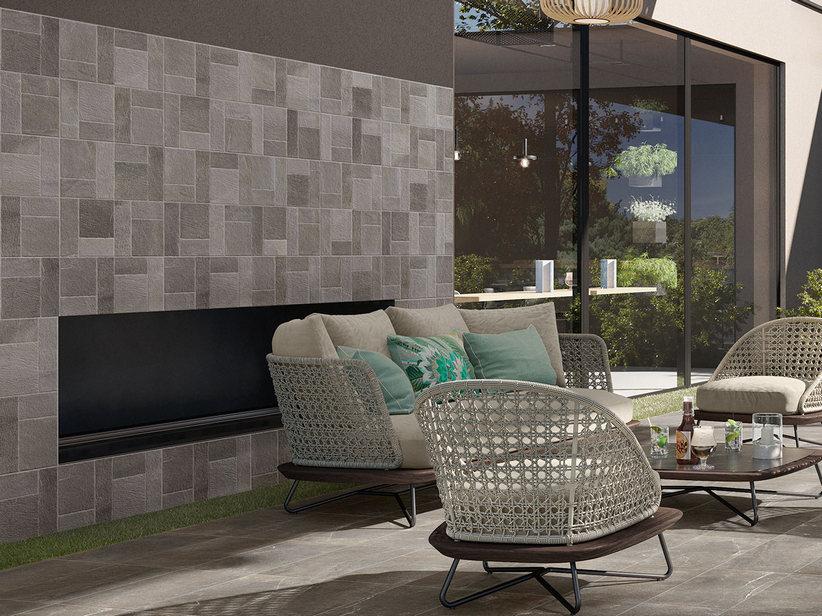Fliese Sioux Pave' Grey 30,8X61,5 Feinsteinzeug für Aussen Steinoptik 3D Taubengrau | IperCeramica