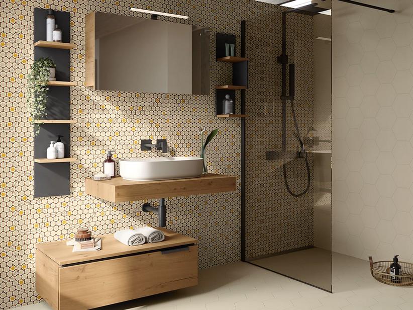 Fliese Six Deco Meknès sechseckig 21x18,2 Dekoriertes Feinsteinzeug | IperCeramica