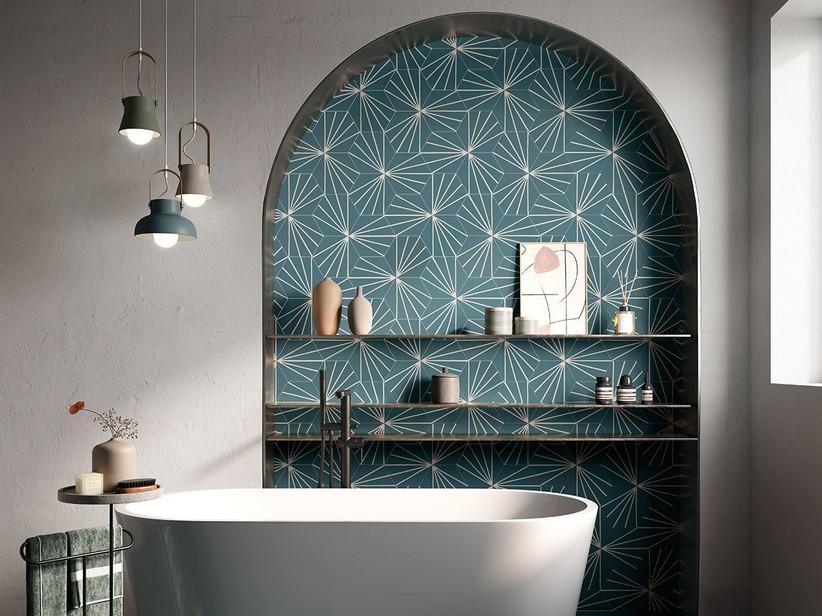 Fliese Six Deco Rabat sechseckig 21x18,2 Dekoriertes Feinsteinzeug | IperCeramica