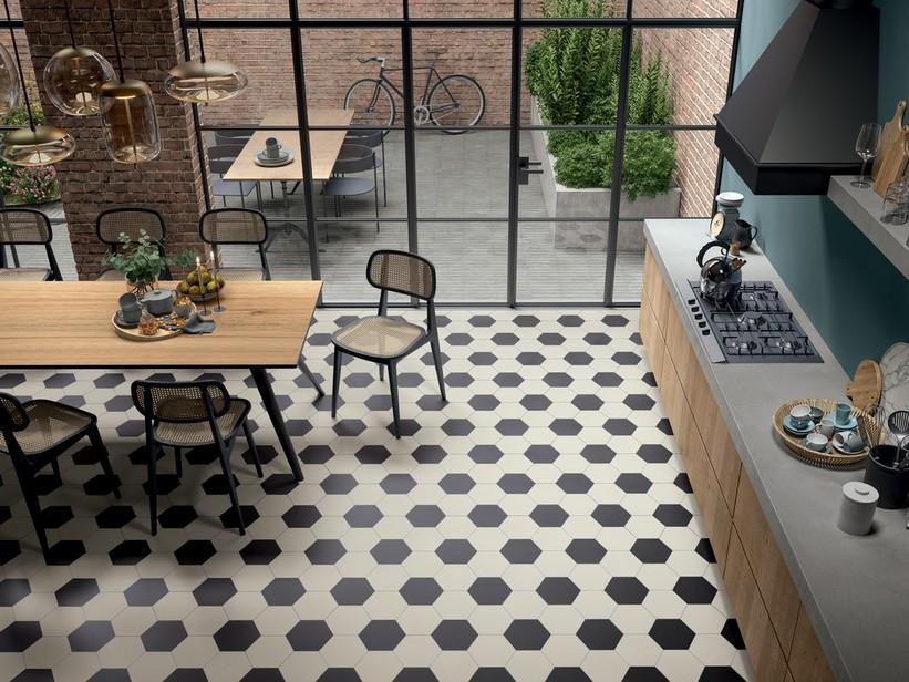 Fliese Six Black sechseckig 21x18,2 Feinsteinzeug Einfarbig Schwarz | IperCeramica