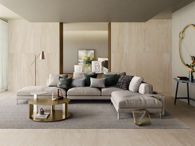 5 mm dünne Fliese Travertino Slim Beige 50X150, Feinsteinzeug mit Travertinoptik | IperCeramica