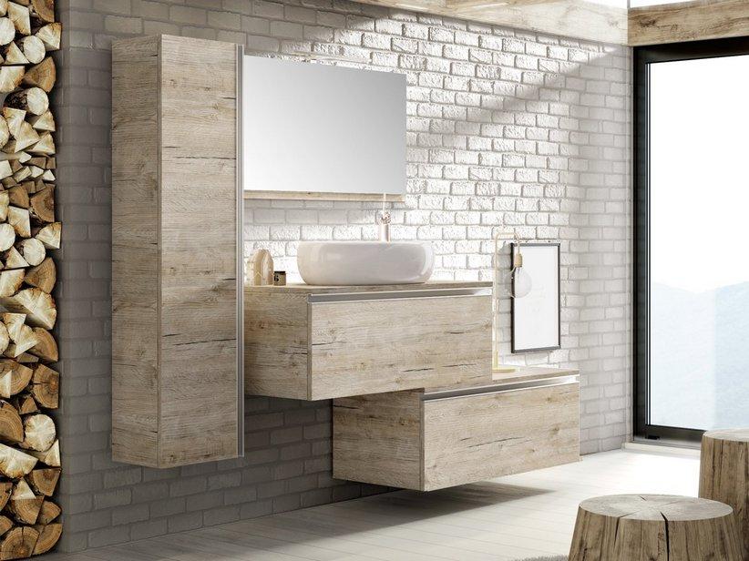 BADMÖBEL SMART 91 CM LÄRCHE WEISS MIT PLATTE FÜR AUFLAGEBECKEN | IperCeramica