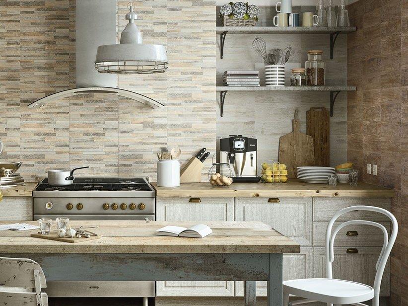 Wandfliese Taiga Dekor Mix Beige 25X40 Holzmaueroptik Vintage | IperCeramica