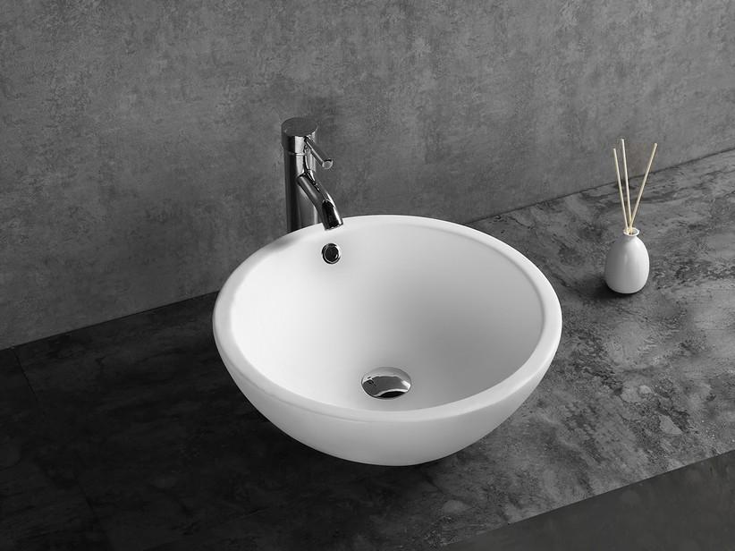 Aufsatzwaschbecken Taro Ø45XH17 cm aus Keramik Weiß Matt | IperCeramica