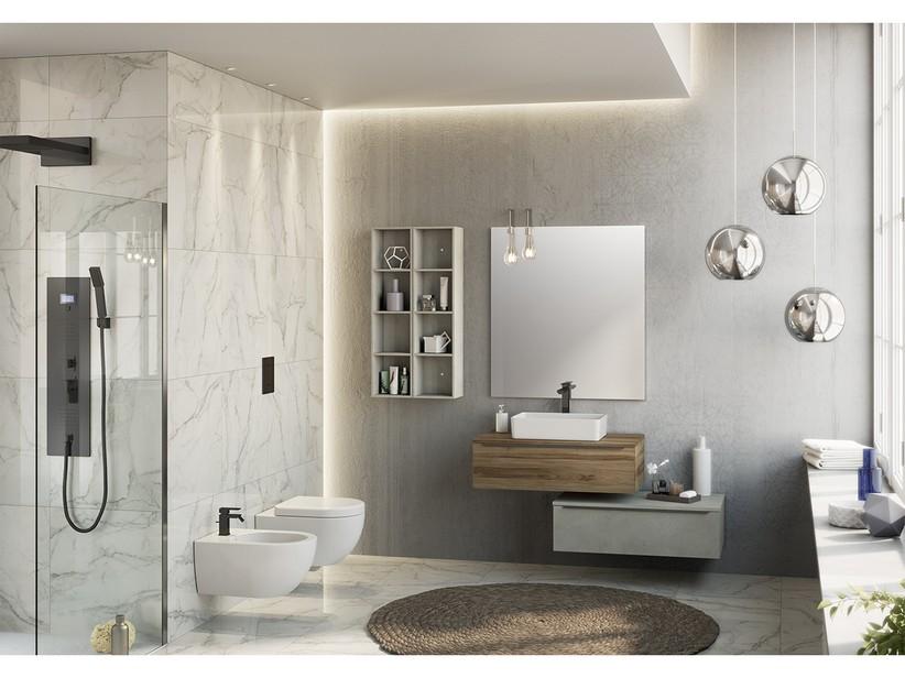 Badezimmerschrank Trendy 90 cm Belgravia Nussbaum und mit Waschbeckenaufsatz zur Ablage | IperCeramica