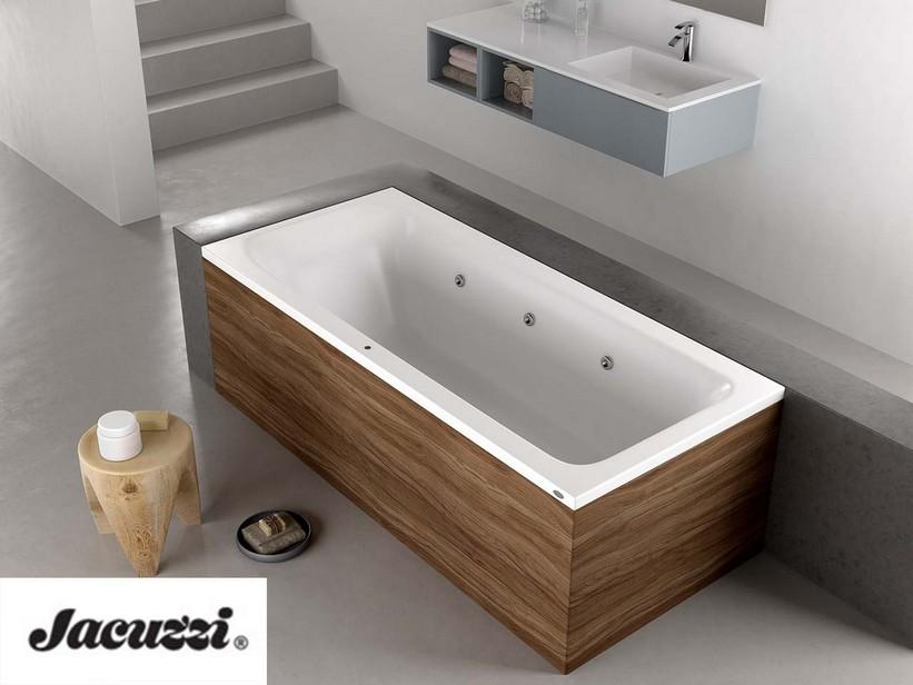 Whirlpool Jacuzzi® Silk 180x80 links mit 8 Düsen und Ausführung Dark Oak Holzoptik | IperCeramica