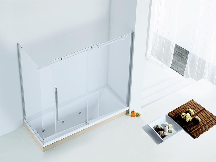 Duschkabine für Badewanne Velo 170X70Xh150 mit 1 Schiebetür Glasstärke Transparent 8 mm Profil Chrom | IperCeramica