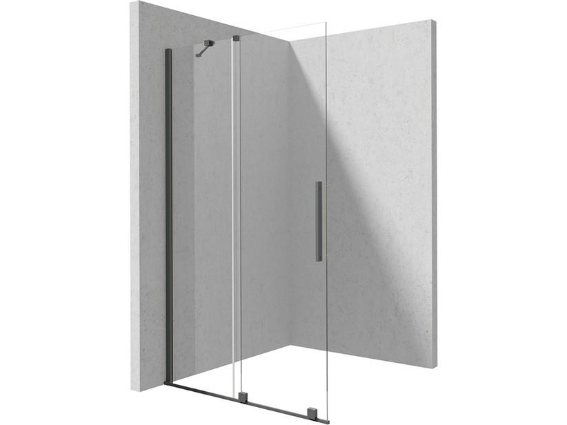 Walk-In Prizma mit Schiebetür cm 140 H195 Erw. 138-140 Glasstärke 6 mm Transparent Profile aus Titan | IperCeramica