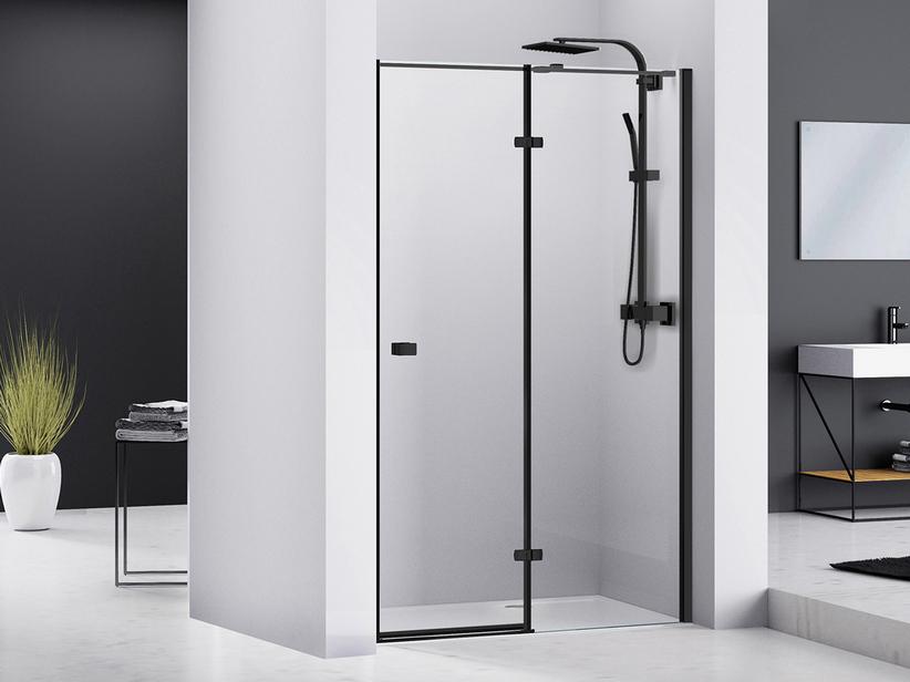 DUSCHDREHTÜR CHAKRA 100XH195 Erw 97,8/99,8 cm ANSCHLAG RECHTS GLASSTÄRKE 8 mm transp. SCHWARZ MATT | IperCeramica