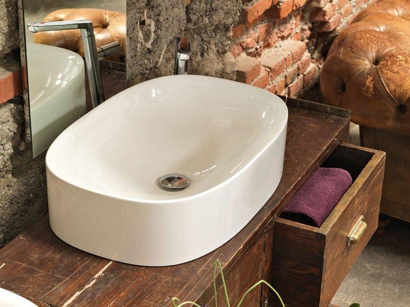 AUFSATZWASCHBECKEN WILD 60 AUS KERAMIK WEISS GLÄNZEND | IperCeramica