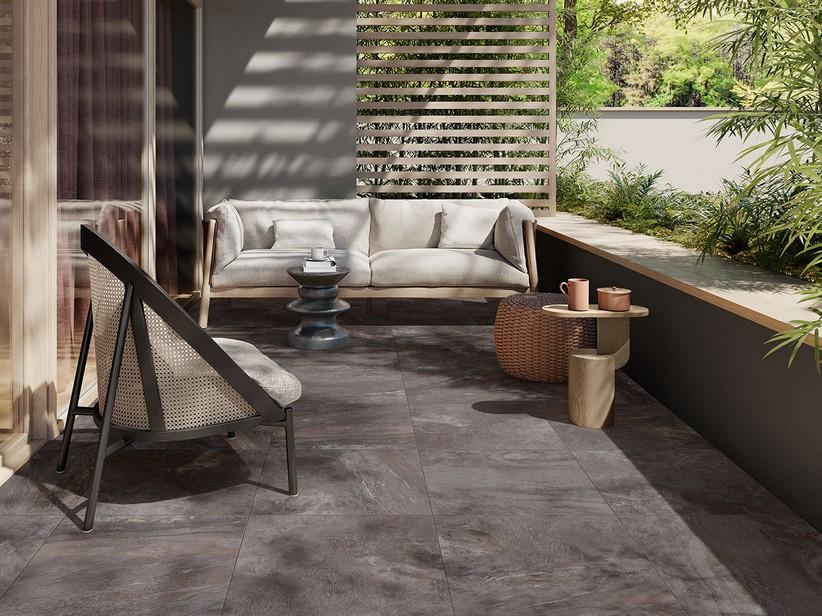 Fliese Ardesia Anthrazit XOUT 60X60 Feinsteinzeug Stärke 20 mm Schwarze Steinoptik | IperCeramica
