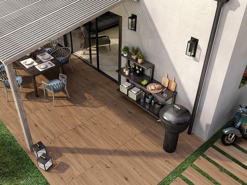 Fliese Ekowood 2 Brown XOUT 30x120 Feinsteinzeug Stärke 20 mm Holzoptik Eiche Dunkel | IperCeramica