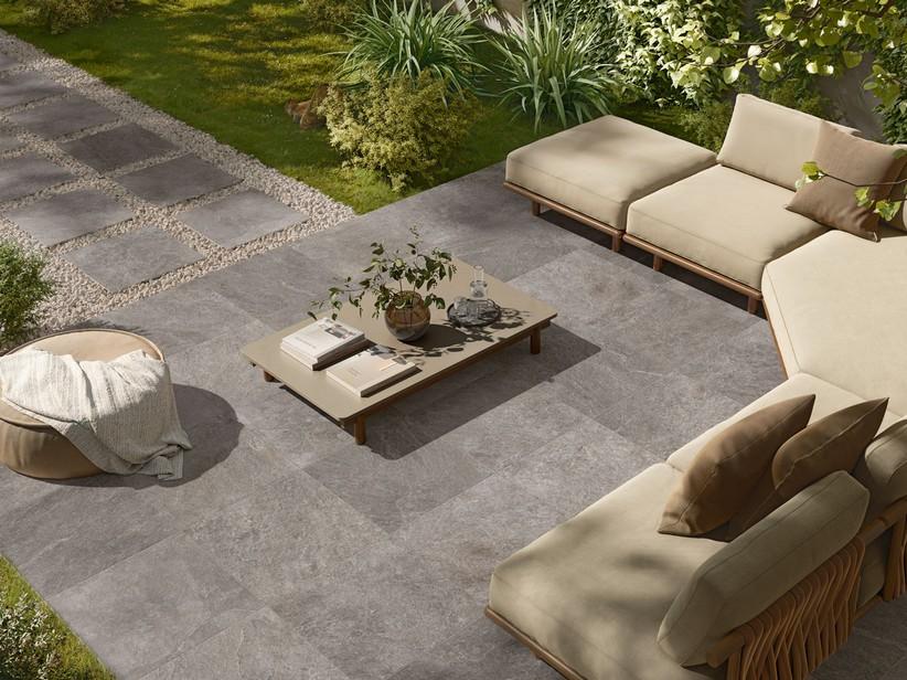 Fliese Quarzite Grau XOUT 60x60 Feinsteinzeug für Außenbereich Stärke 20 mm Quarzit-Steinoptik | IperCeramica