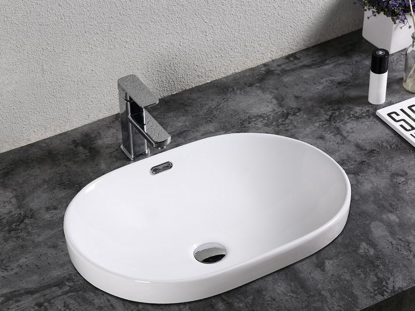 Lavabo semi-encastré Maira 59,5x41 h19 cm en céramique blanc brillant | IperCeramica